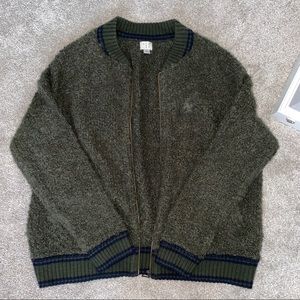 Army green fuzzy jacket